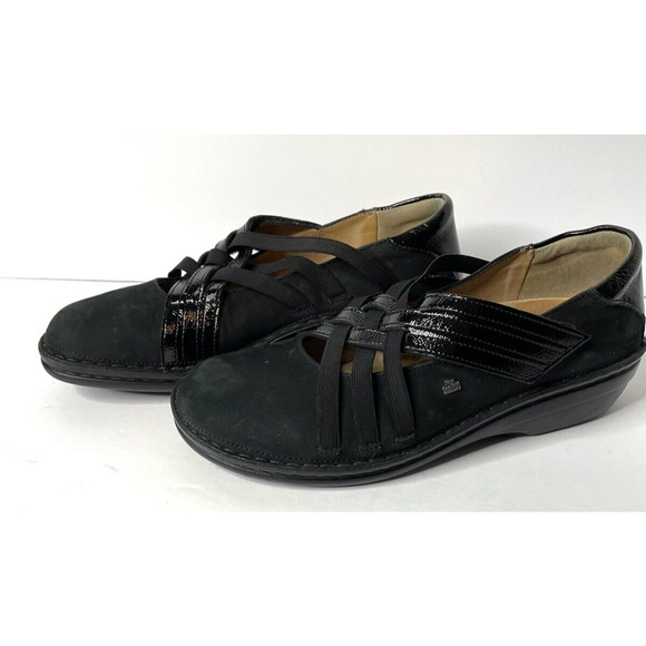 finn comfort germany shoes womens black suede and leather mary jane size 39 - Picture 1 of 12